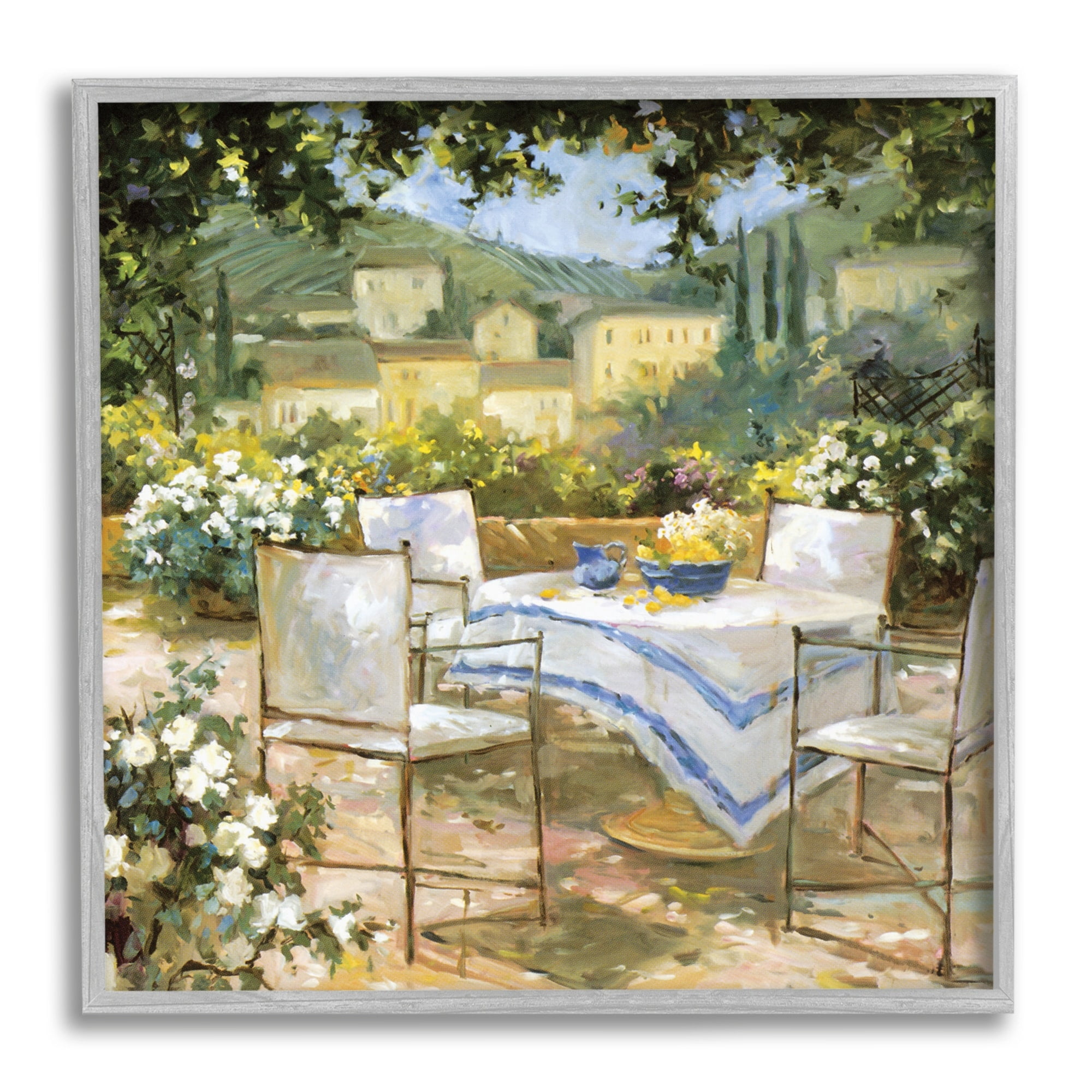Stupell Industries Tuscan Terrace Vineyard French Picnic Courtyard Villa Scenery,17 x 17, Design by JG Studios