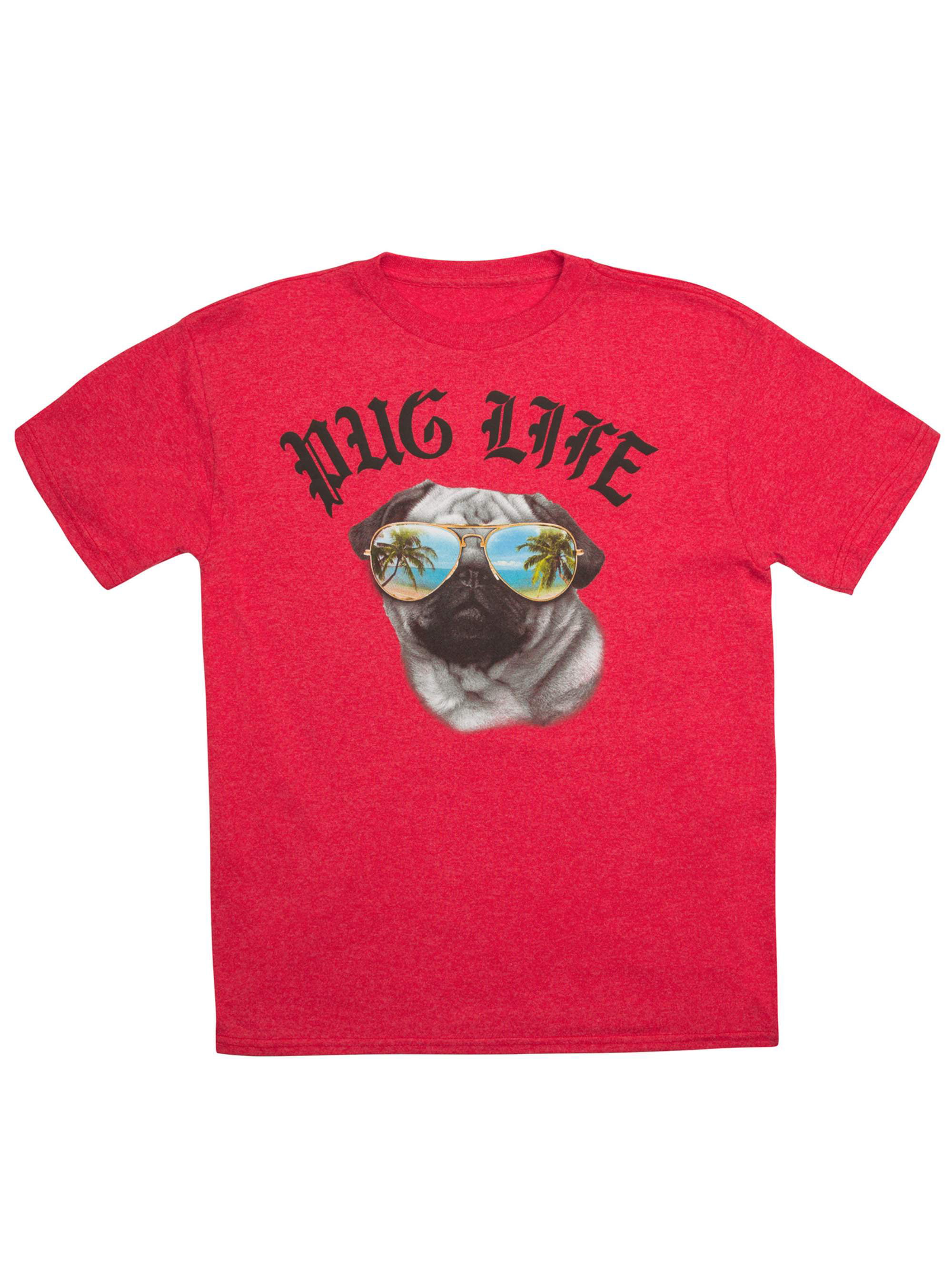 V I P Pug Life Red Short Sleeve Graphic Tee Little Boys Big Boys Walmart Com Walmart Com - pug life baby roblox