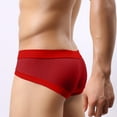 thumbnail image 4 of JUUYY Men's Mesh Underwear Briefs Soft Low Rise Bulge Pouch Underwear Modal Breathable Briefs Red XL, 4 of 4