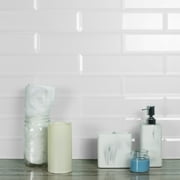 Abolos- Frosted Elegance 3" x 12" Glass Subway Tiles in Glossy White (14sqft / 56pc Box)