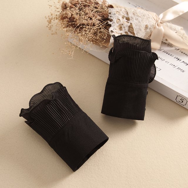 Mujeres Stringy Selvedge Mangas falsas Puños falsos de algodón desmontables (Negro) Ehuebsd Para estrenar