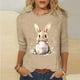 thumbnail image 1 of Xuyuer Ladies' Easter Print Round Neck Three Quarter Sleeve 3/4 Sleeve T-shirt Loose Tops Casual Loose Fit Crewneck T Shirts Tunic Tops, 1 of 5