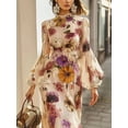 thumbnail image 3 of Ruffled waist printed dress, elegant long dress for women, 3 of 5