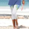 thumbnail image 1 of Wide Leg Pants for Women Women's Summer Casual Drawstring Printed Cropped Pants, 1 of 7