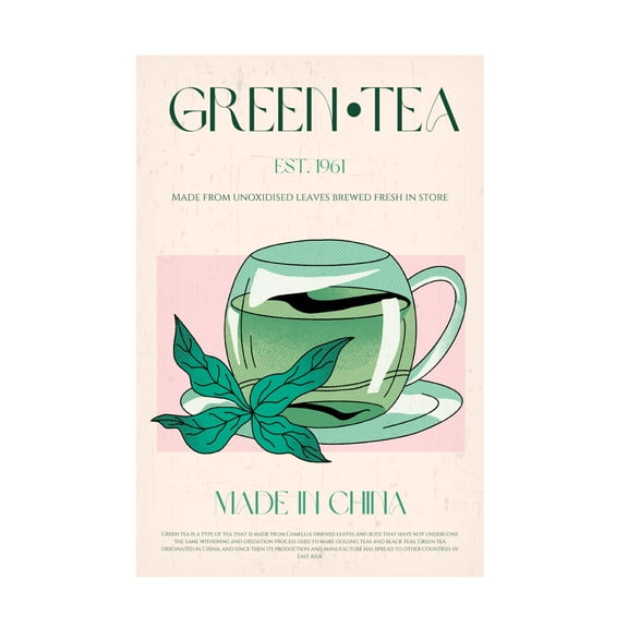 Canvas Wall Art - Nazma Khokhar 'Green Tea No1' Wall Art for Living Room, Bedroom, or Office D?cor by Trademark Fine Art - 12 x 19 Inches