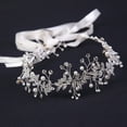 thumbnail image 2 of Tnobhg Women Retro Rhinestones Flower Leaf Headband Faux Pearl Ribbon Bow Hairband Bridal Wedding Hair Accessories, 2 of 7