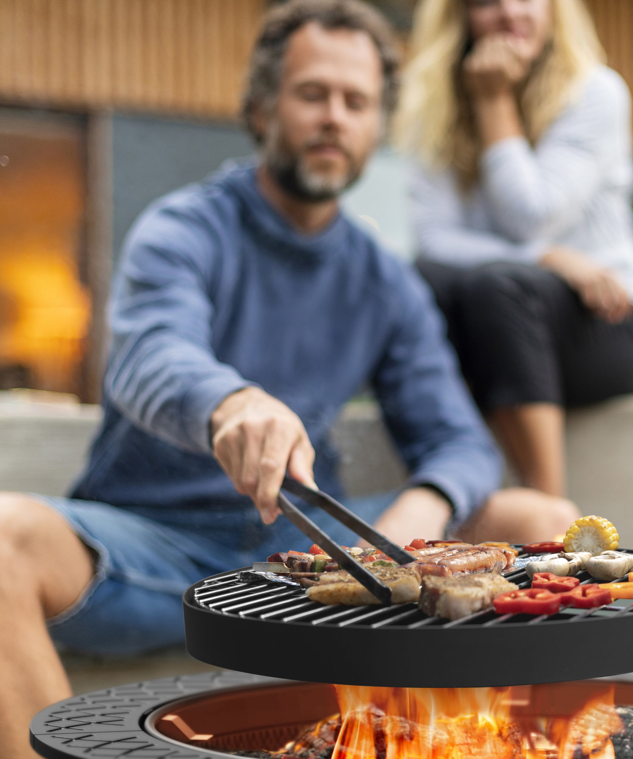 TVOFEK 35 inch Fire Pit with BBQ Grill, Wood Burning FirePits with Lid, Fire Poker and Cooking Grate for Backyard, Patio, Bonfire, Picnic
