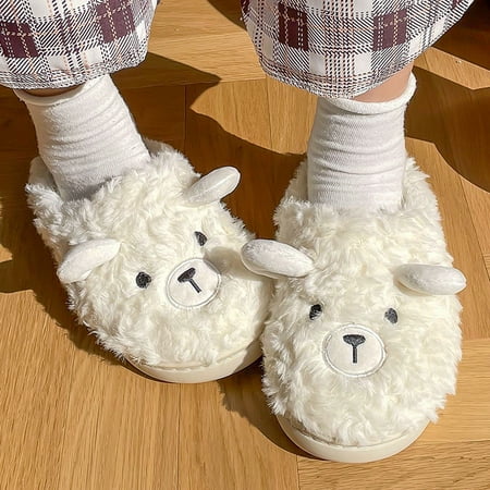 

Cathalem Womens Fuzzy Slippers Women Slippers Autumn And Winter Fashion Comfortable Cute Comfortable Slippers Women Open Toe White 7
