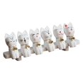 thumbnail image 1 of Juego de 6 Estatuas de Gato de Madera Japonesas con Campanas, Esculturas de Animales Coleccionables en Miniatura, Campanas de Madera para Oficina Y Ho, 1 of 9