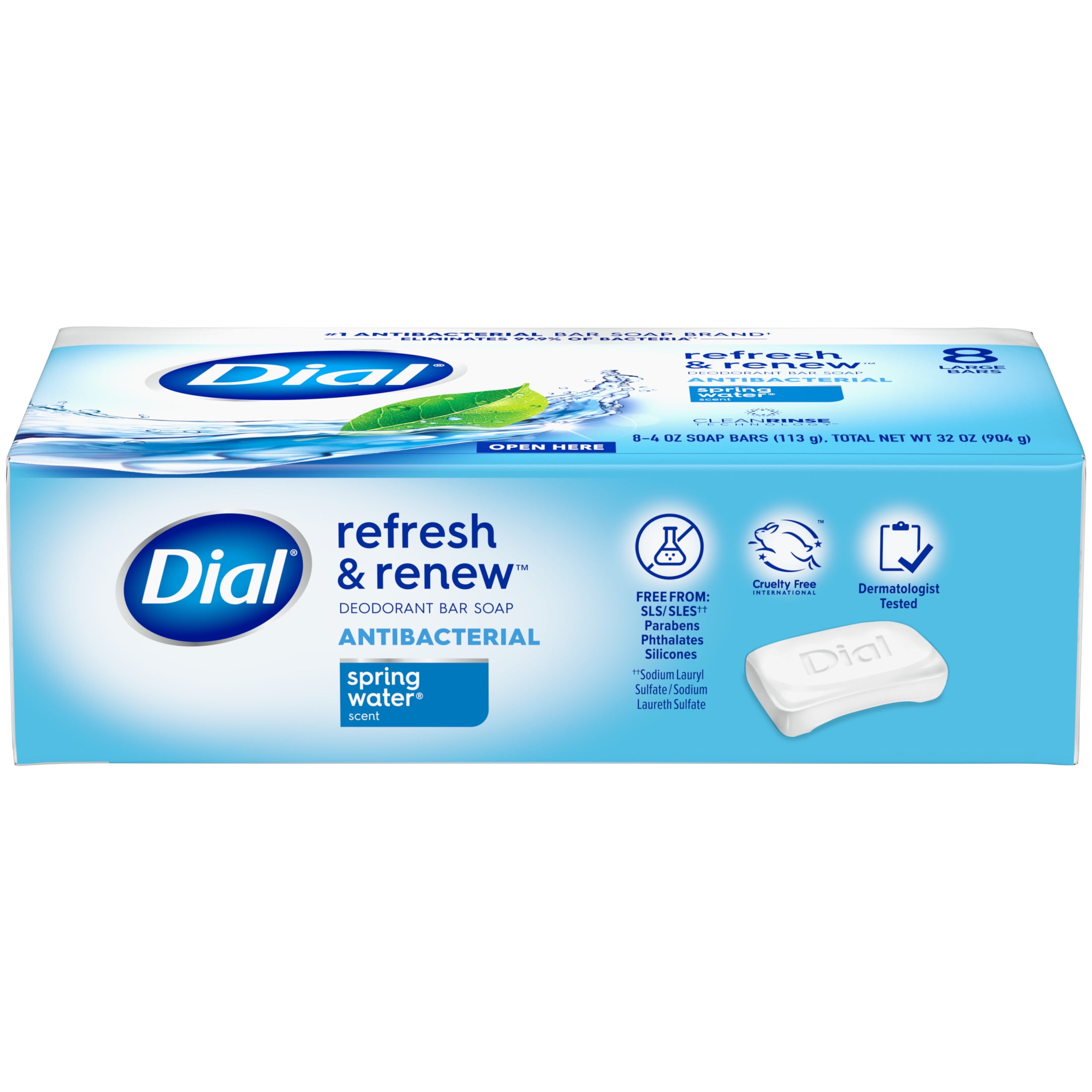 Dial Antibacterial Bar Soap, Spring Water Scent, oz, Bars