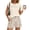 Beige, variant on JULMCOMO Two Piece Sets for Women Floral Crew Neck Cap Sleeve Trendy Pleated Summer Tops Drawstring Loose Fit Airport Matching Sets with Pockets Purple Pink S