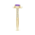thumbnail image 3 of ANGARA Natural Classic Cushion Amethyst Ring with Diamond Halo in 14K Yellow Gold for Women (Size-6mm) | February Birthstone, Birthday, Anniversary, Jewelry Gift for Women | Natural Amethyst Ring, 3 of 9