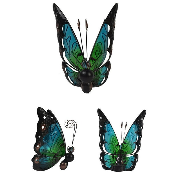 Solar Powered Butterfly Light Outdoor Metal Butterfly Statues LED Light Outdoor Garden Solar