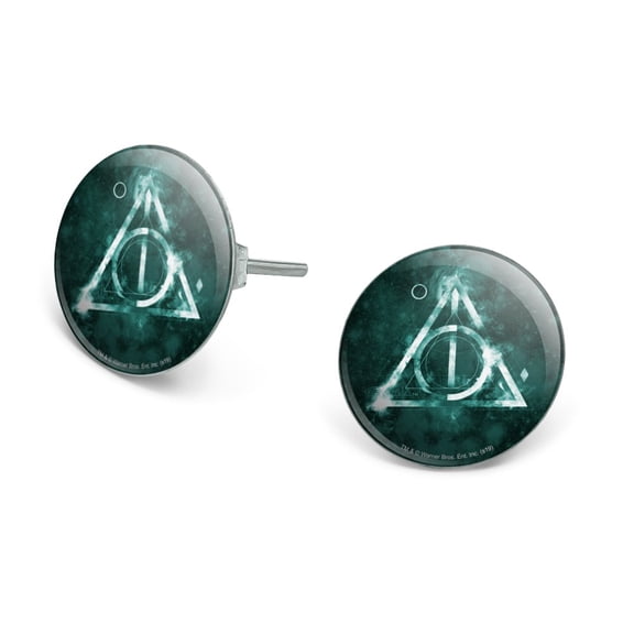Harry Potter Deathly Hallows Logo Novelty Silver Plated Stud Earrings