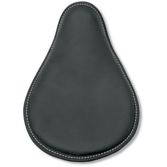 Small Spring Solo Seat with Perimeter Stitch - Black Leather with White Stitching