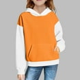 thumbnail image 2 of XUNKUSGA Hooded Sweatshirts 5-15 Yesrs Classic Waffle-Knit Plain Hoodie Fashion Color Blocked Pullover Hoodies for Girls Loose Long Sleeved Hoodies for Teen Girls With Pocket Orange, 2 of 7