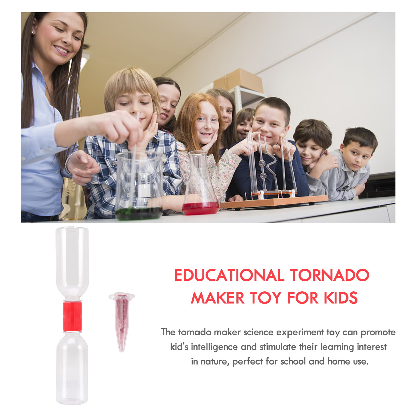 Tornado Tube Bottle connectors Cyclone Toy Maker,No Leak Lightweight Metal  with Two Empty Bottle Vortex Connector,Science Education for 4-12 Year Old