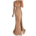 thumbnail image 1 of Vestido de lentejuelas Prolriy para mujer, largo dorado, para fiesta, noche, dama de honor, lentejuelas, baile de graduación, escote en V, para mujer, vestidos festivos para mujer, vestido de, 1 of 5