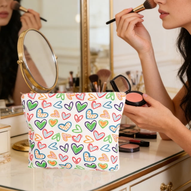 Linnome Handheld Makeup Bag Portable Handheld Bag Middle Bag High Beauty Small Fresh Lipstick Change Storage Bag in Multicolor