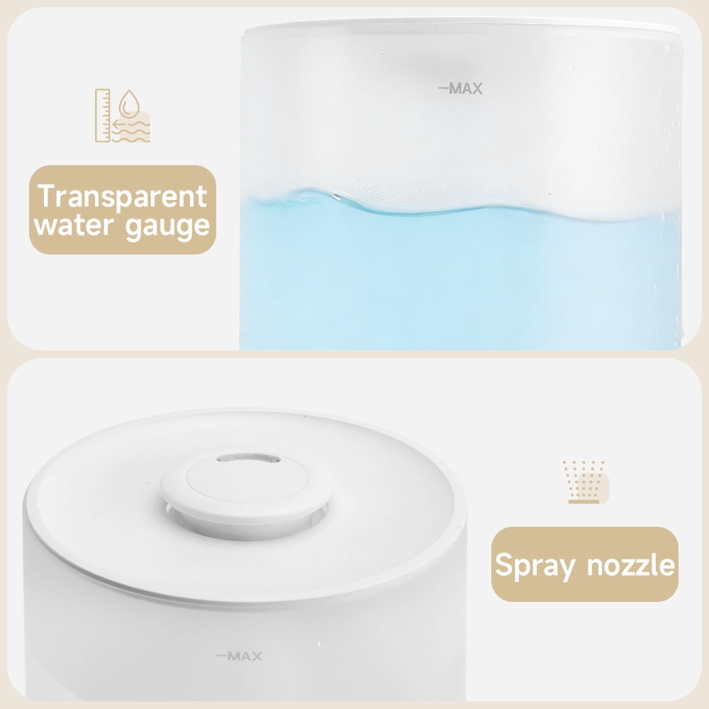 Humidifier for Bedroom, 4L Cool Mist Top-Fill 18H Long Time, Quiet 36db, Large Capacity Humidifier with Remote Control, 7-Color RGB Light, Auto Shut-off for House, Plant, Large Room