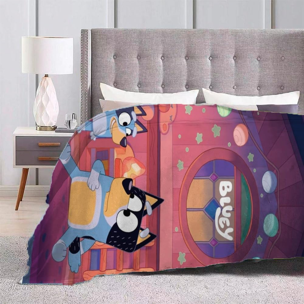 LAICAIW 50 x 40 Blanket for Kids Toddler Blankets for Boys and Girls Kids Blankets Cartoon Bluey Toddler Bedding Bluey Blanket Bluey Blanket Toddlers Bluey Throw Blanket Flannel for Bed