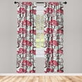 thumbnail image 3 of Ambesonne Autumn Curtains, Pencil Graphic Trees Leaves, Pair of 28"x84", Dark Coral Pale Teal, 3 of 5
