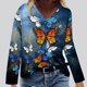 thumbnail image 2 of Blusa de camiseta estampada de manga larga cómoda con cuello en V informal a la moda para mujer Pompotops  FGAJ7340, 2 of 4