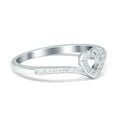 thumbnail image 2 of Simulated Cubic Zirconia Size-5 Heart Petite Dainty V Chevron Midi Thumb Ring Promsie Band 925 Sterling Silver, 2 of 7