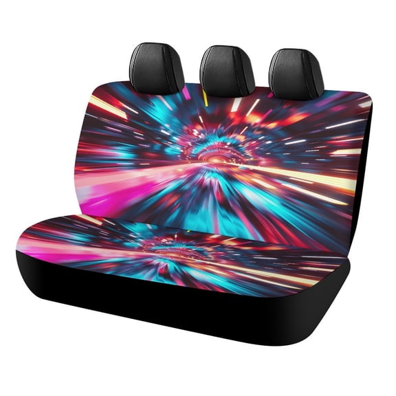 3D Abstract Lines Printed Universal Back Bench Car Seat Cover Pack of 2 Rear Seat Covers for for Most Cars,Trucks,SUVs Or Van