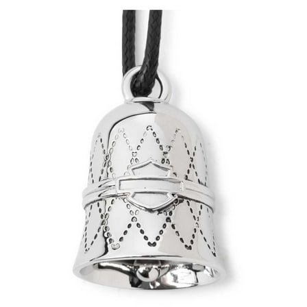 Harley-Davidson Quilted Patter Bar & Shield Brass Ride Bell, Silver Plating, Harley Davidson