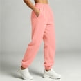 thumbnail image 4 of Women's Solid Color Jogger Pants, Elastic Drawstring Waist Casual Long Trousers with Dual Side Pockets, Comfort Loose Fit Bottoms for Sports and Daily Wear Pink L(L), 4 of 7