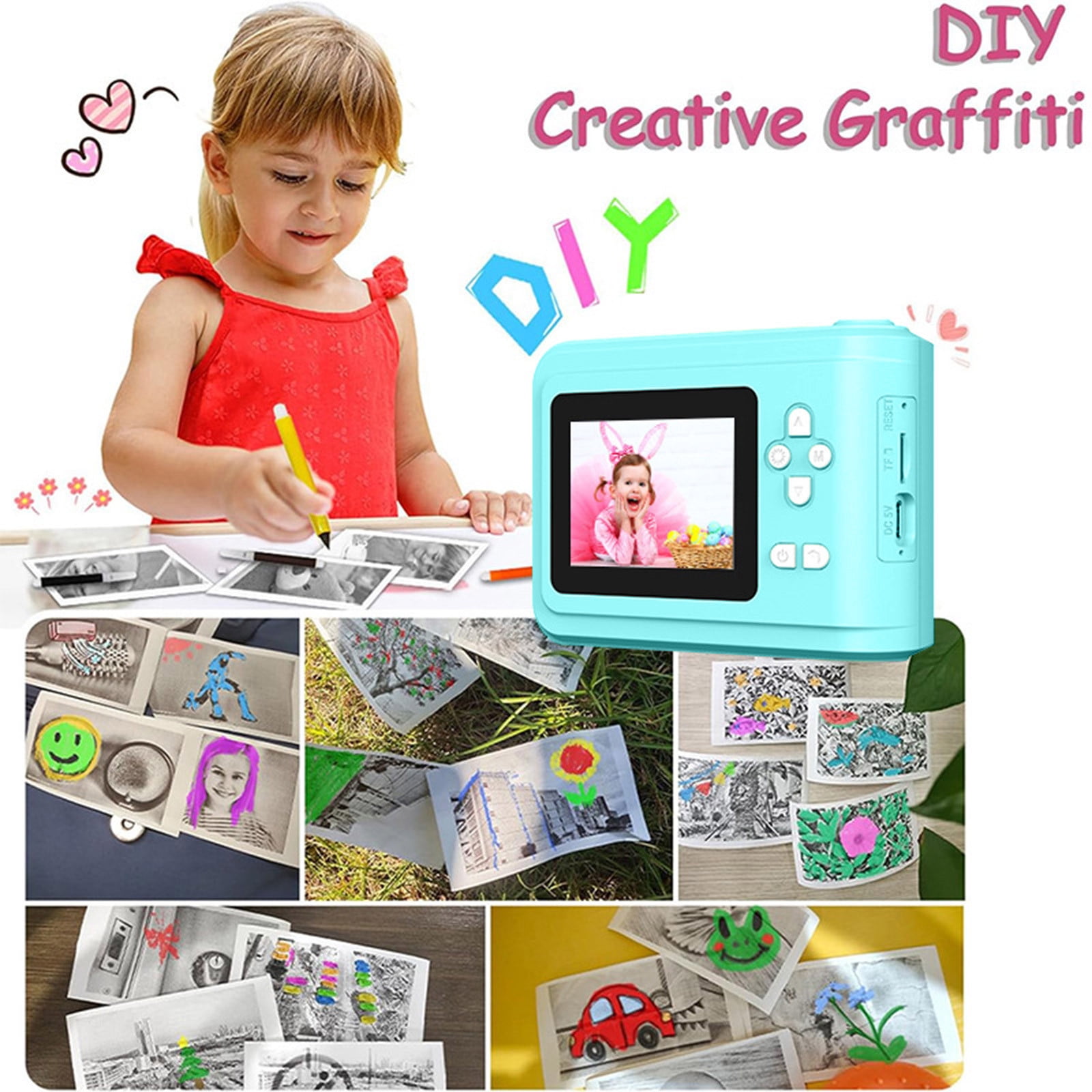 Instant Print Camera, Gaqring KidsPrinting Camera with HD Video Recording, One-Click Photo Printer for ChildrenDIY Coloring Holiday Toys Gifts