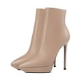 thumbnail image 2 of XYD Women Sexy Pointy Close Toe Stiletto Platform High Heels Ankle Bootie Office Short Boots Side Zip Dress Shoes Size 4 Nude, 2 of 4