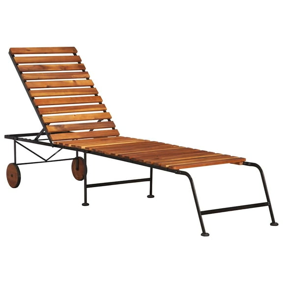 vidaXL Sun Lounger Brown Solid Acacia wood, Steel Standard