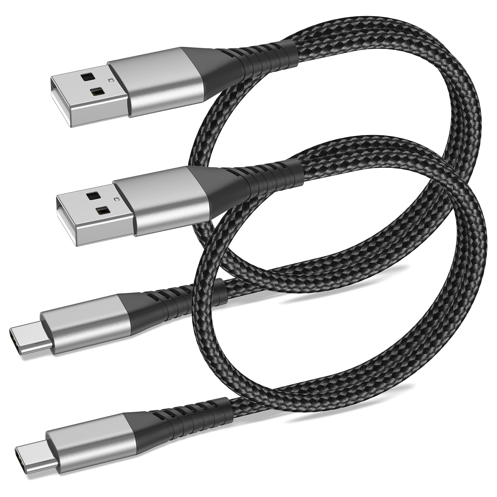 2‑Pack 2FT USB‑A to USB‑C Fast Charging Cable, Short Type‑C Charger Cord for Car Compatible with iPhone 15 16 17 Pro Max, iPad Air Pro, Samsung Galaxy S24 S23 Ultra