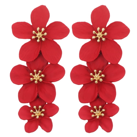 LOLIPPYY Red Flower Earrings for Women, Alloy Jewelry Perfect for Daily Wear and Special Events, Lightweight and Stylish Accessory