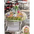 thumbnail image 4 of Beige Happy Easter Outdoor Tablecloth - 60 Inch Round Dining Table Cover, Spring Easter Eggs Floral Rustic Waterproof Outdoor Table Cloth with Umbrella Hole & Zipper for Picnic/Patio/Party, 4 of 7