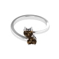 thumbnail image 2 of Double Heart 5 MM Smoky Quartz 925 Sterling Silver Women Mother's Day Gift Ring, 2 of 4
