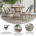 thumbnail image 4 of Merrick Lane French Bistro Style Table with Glass Top, White & Navy PE Rattan, 2 Stack Chairs, and Bamboo Finished Metal Frame for Indoor/Outdoor Use, 4 of 10
