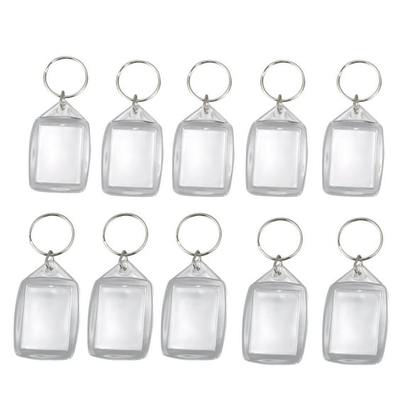 10x Clear Acrylic Plastic Blank Keyrings Insert Passport Photo Keychain Keyfob
