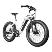 Crazybird Electric Bike for Adults with 750W Motor 26" x 4.0 Fat Tire 52V 20AH Removable Battery Electric Mountain Bike with Front Fork Suspension Up to 60 MPH Shimano 7-Speed White