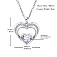 thumbnail image 3 of 18k White Gold Plated Double Love Heart 5A Cubic Zirconia Women Jewelry Pendant Necklace, 3 of 6