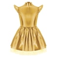 thumbnail image 3 of vastwit Kids Girls Shiny Metallic Dress Alien Inspired Holographic Flying Sleeve Sparkly Birthday Party Tutu Dress Gold 10, 3 of 5