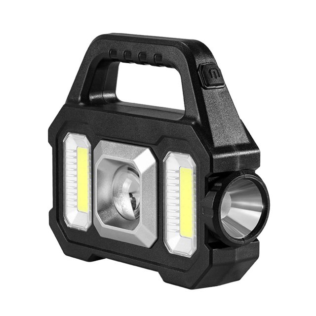 LED Electric Torch Waterproof Solar Handheld Flashlight for Camping (Silver)