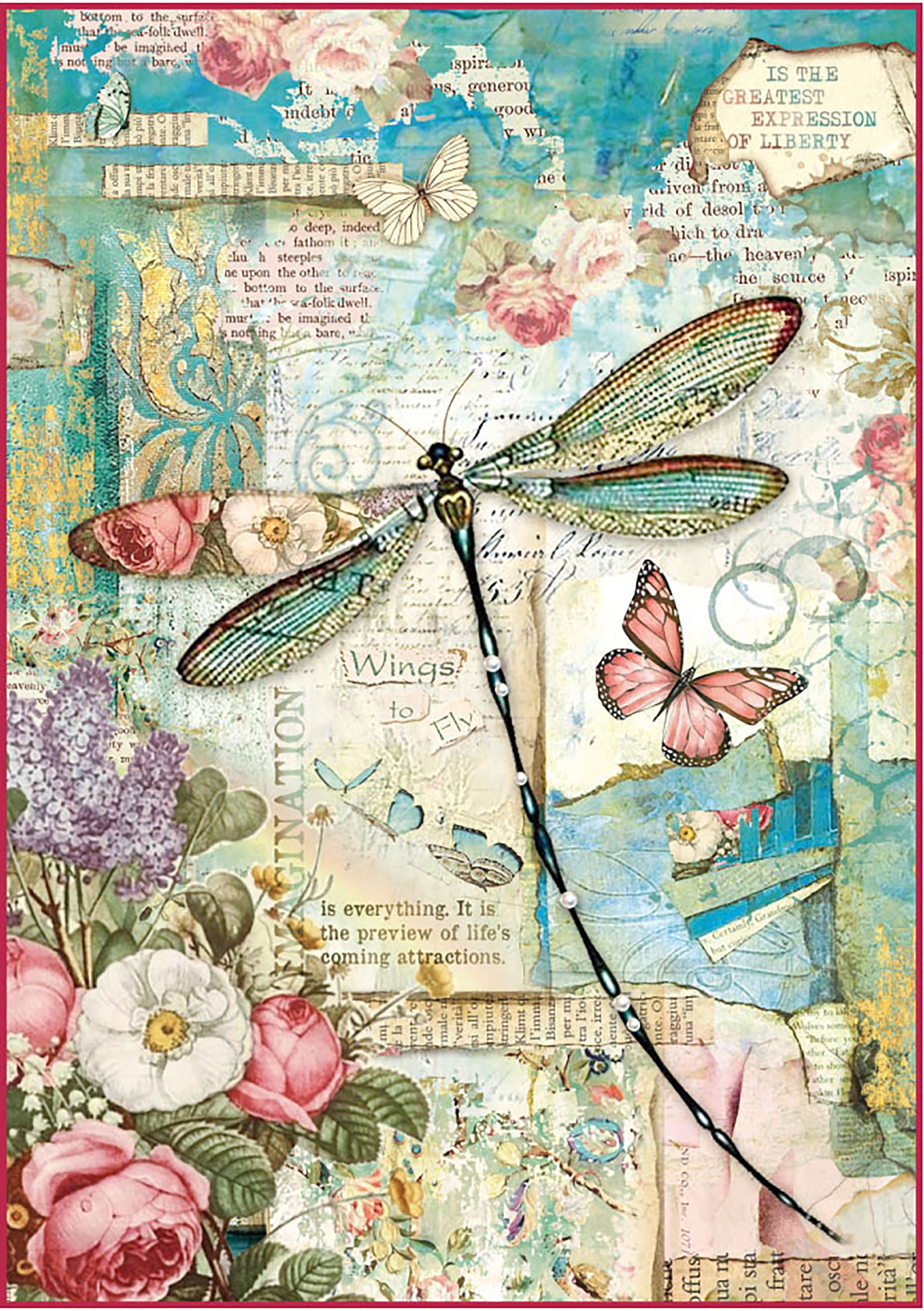 Stamperia Rice Paper Sheet A4Wonderland Dragonfly