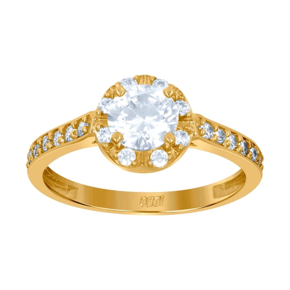 10k Two-tone Gold Womens Cubic Zirconia Dc Halo Engagement Ring 8.5x2mm Wide Engagement Ring for Women