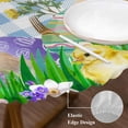 thumbnail image 3 of Easter Bunny Round Tablecloth, Fitted Table Cover with Elastic for 55"-60" Round Tables, Spring Easter Eggs Floral Blue Plaid Table Cloth Outdoor Indoor Dinning Party Waterproof Tablecloths, 3 of 7