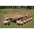 thumbnail image 4 of Grade-A Teak Dining Set: 12 Seater 13 Pc: 122" Caranas Double Extension Rectangle Table And 12 Vellore Stacking Arm Chairs WholesaleTeak #WMDSWVm, 4 of 4