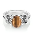 thumbnail image 2 of Gem Stone King 1.50 Ct Oval Brown Tiger Eye 925 Sterling Silver Ring, 2 of 5