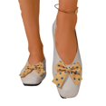 thumbnail image 7 of Yungyresw Ballet Flats For Women Polka Dot Bow Square Toe Slip On Shoes Low Top Casual Comfortable Work Office Dress Shoes Beige 36, 7 of 7